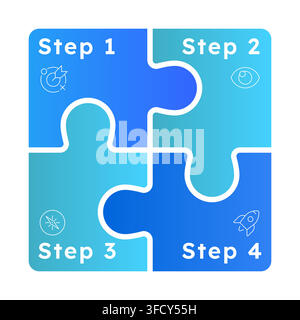 Four puzzle pieces connected infographic 4 steps Stock Vector
