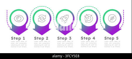Business development process infographic 5 steps Stock Vector