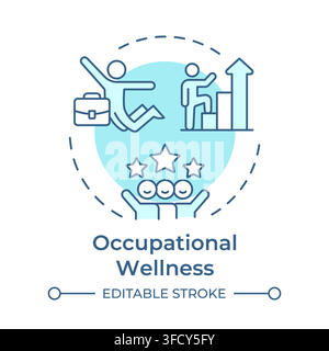 Occupational wellness monochrome blue concept icon Stock Vector