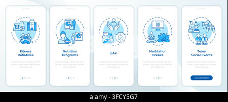 Workplace wellness program onboarding mobile app screen Stock Vector