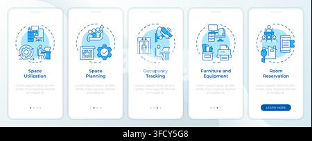 Workplace operations move management onboarding mobile app screen Stock Vector