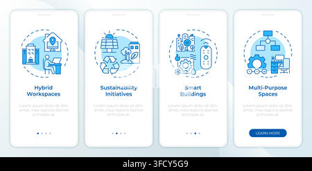 Trends in space management onboarding mobile app screen Stock Vector
