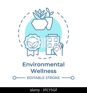Environmental wellness monochrome blue concept icon Stock Vector