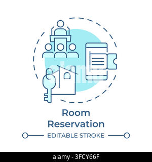 Room reservation monochrome blue concept icon Stock Vector