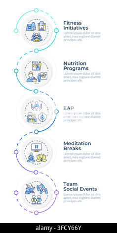 Workplace wellness program infographic vertical sequence Stock Vector