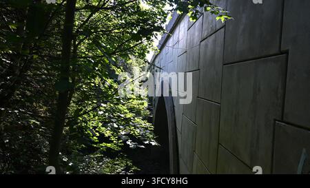 1960's concrete arch bridge at Balnagown River, Scottish Highlands Stock Photo