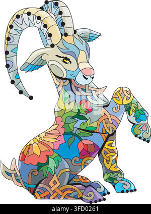Goat. Hand drawn decorative vector illustration Stock Vector