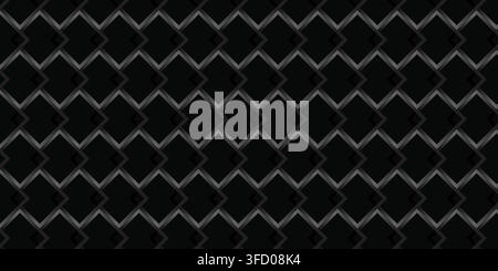 Black Geometric Rhombus Pattern Background with Interlocking Squares Stock Vector