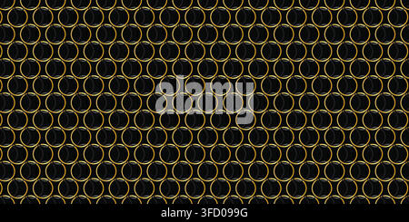 Luxury Black Background with Seamless Gold Circle Chain Pattern Stock Vector