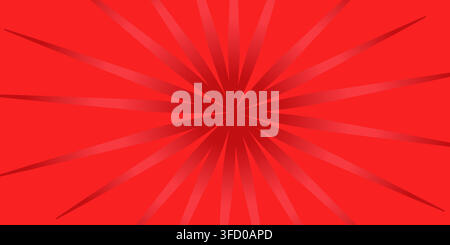 Red Sunburst Background with Radial Rays Comic Pattern Stock Vector
