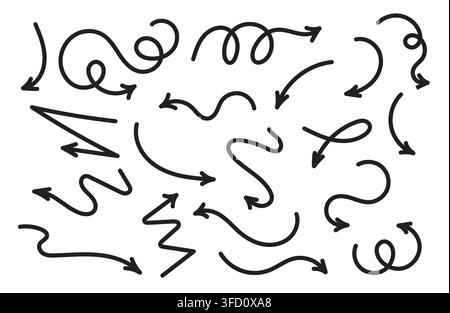 Set of hand drawn arrows Stock Vector