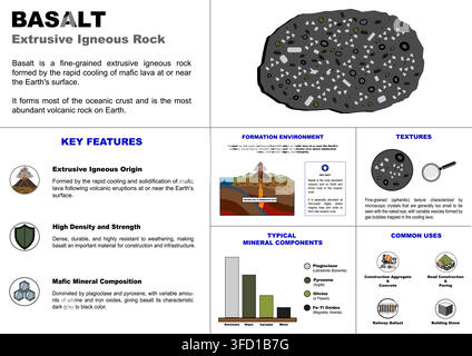 Basalt Rock — Geological Composition, Texture and Formation | Art & Illustration Stock Vector