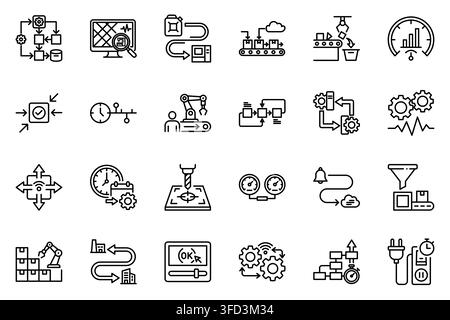 Smart industrial automation manufacturing process line icon set vector illustration Stock Vector
