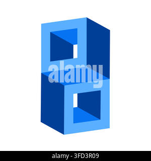 Two hollow cube-shaped figures. Optical illusion. Editable EPS vector Stock Vector
