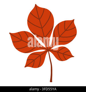 Vibrant red chestnut leaf vector isolated on white. Perfect for autumn sale banners, Thanksgiving designs, fall foliage graphics, and nature Stock Vector