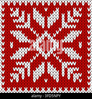 Red Christmas ugly sweater knitted background with white geometric ...
