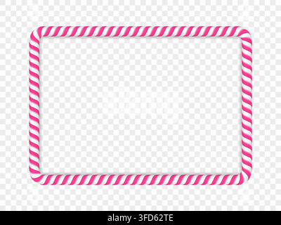 Pink rectangular candy cane frame, vector eps10 illustration Stock Vector