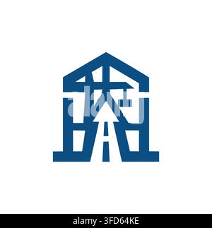 Modern Professional Building Crane Arrow Workshop Construction Vector Logo Stock Vector
