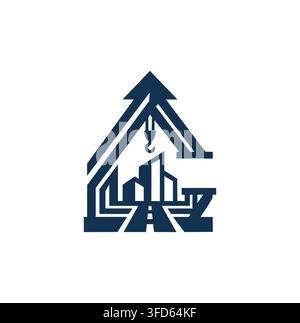 Modern Professional Building Crane Arrow Workshop Construction Vector Logo Stock Vector