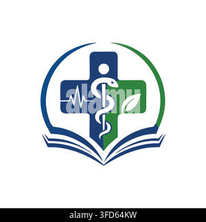 Modern Professional Medical Cross Caduceus Book Health Vector Logo Stock Vector