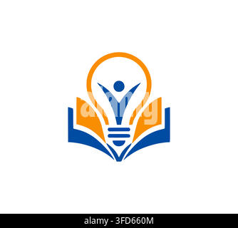 Modern Creative Education Lightbulb Book Student Knowledge Vector Logo Stock Vector