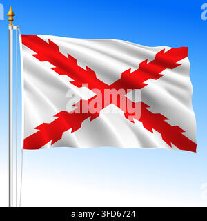 Spanish Empire historical waving flag, 1506 - 1701, vector file, vector illustration Stock Vector