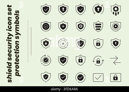 Shield security icon set and cybersecurity data protection symbols vector Stock Vector