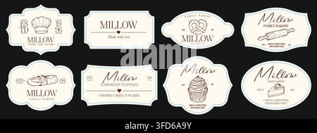 Bakery labels set. Decorative badges. Ornate frames. Elegant tags for packaging design Stock Vector