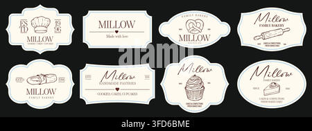 Bakery labels set. Decorative badges. Ornate frames. Elegant tags for packaging design Stock Vector