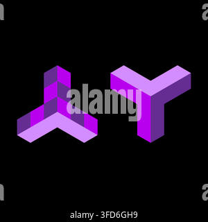 Hexagon cube isometric vector set features colorful 3d shape. It represents creative geometric illusion. eps 10 Stock Vector