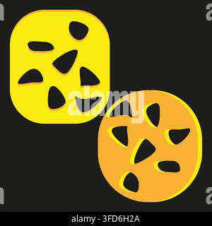 Cheese block food vector set features yellow abstract hole. It represents creative dairy product. eps 10 Stock Vector