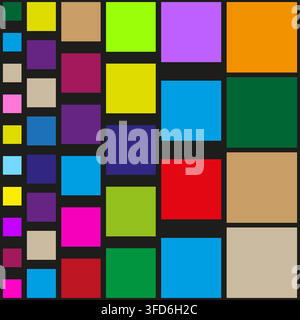 Square block mosaic vector pattern features colorful geometry structure. It visualizes creative abstract background. eps 10 Stock Vector