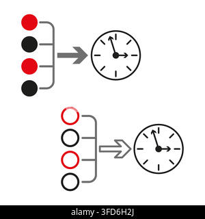 Infographic bullet point vector set features clock arrow connection. It visualizes time management process. eps 10 Stock Vector