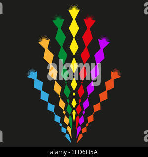 Firework rocket spark vector shape features colorful zigzag burst. It represents creative celebration light. eps 10 Stock Vector