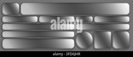Liquid glass morphism with button frame ui and transparent 3d effect. Rectangle text shape with background icon design and light bubble digital. Glass Stock Vector