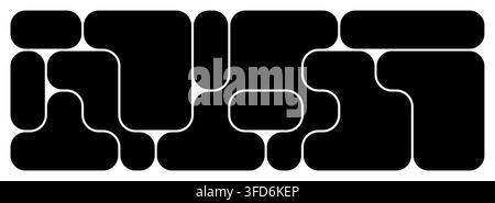Grid metaball layout and bento organic y2k with background web pattern. Abstract shape design and dot connect circle with logo vector icon. Line geome Stock Vector
