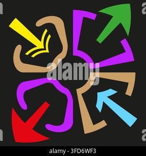 Puzzle arrow puzzle piece vector icon features colorful direction pointer. It represents creative business strategy solution eps 10 Stock Vector