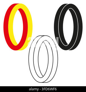 3d ring geometric circle shape vector set features round tunnel border. It represents abstract graphic design element eps 10 Stock Vector