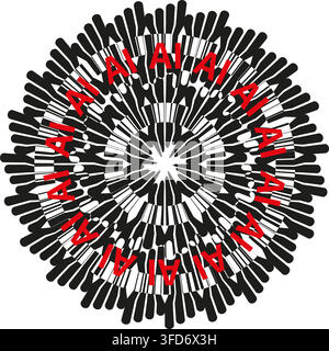 Ai artificial intelligence starburst abstract vector pattern features red tech network. It represents complex data logic motion eps 10 Stock Vector