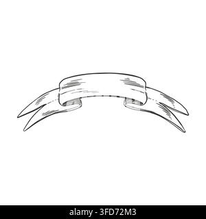 A strip with empty space for text and inscriptions. All objects are drawn by hand with ink. Black-and-white vector illustration for the design of a Stock Vector