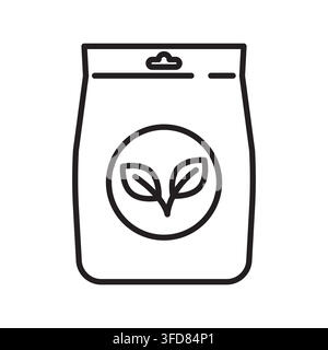 Seed packet bag gardening fertilizer black vector line icon. eps 10. Stock Vector
