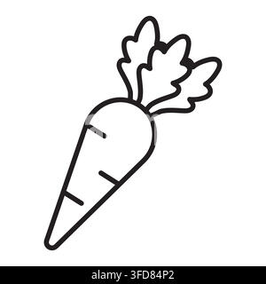Carrot vegetable fresh food black vector line icon. eps 10. Stock Vector