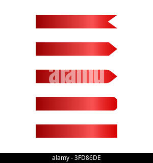 Red ribbon banner blank template vector element set Stock Vector