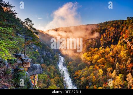 Tallulah Falls, Georgia, USA overlooking Tallulah Gorge in the autumn season. Stock Photo