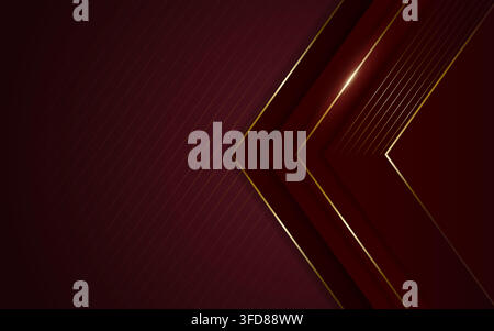 Luxury Burgundy and Gold Geometric Corporate Background with Modern Arrow Shapes, Elegant Business Presentation Template Stock Vector