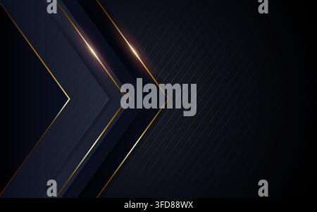 Luxury Dark Blue Grey and Gold Geometric Corporate Background with Modern Arrow Shapes and Copy Space, Premium Business Vector Template Stock Vector