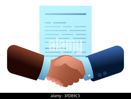 Business Agreement Icon, Handshake, Partnership, Contract Signing, Business Collaboration, Legal Document and Professional Cooperation Illustration Stock Vector