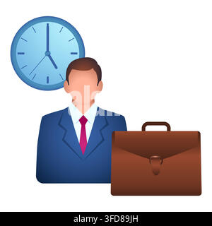 Full-Time Job Icon, Office Hours, Corporate Employment, Business Professional, Working Hours and Career Illustration Stock Vector
