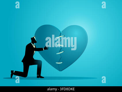 Repairing broken heart, emotional healing concept Stock Vector