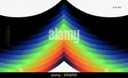 Vibrant Abstract Design With Flowing Gradient Shapes, Grid Lines and Texture Effects on White Background Stock Vector